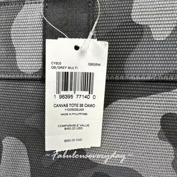 Coach Tote 38 Crossbody Bag Camo Print In Canvas/Gunmetal/Grey Multi CY805 NWT - Picture 5 of 10
